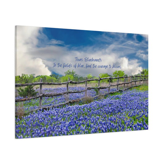 Beautiful Bluebonnet Scenery Matte Canvas With Inspirational Message, Stretched, 1.25"