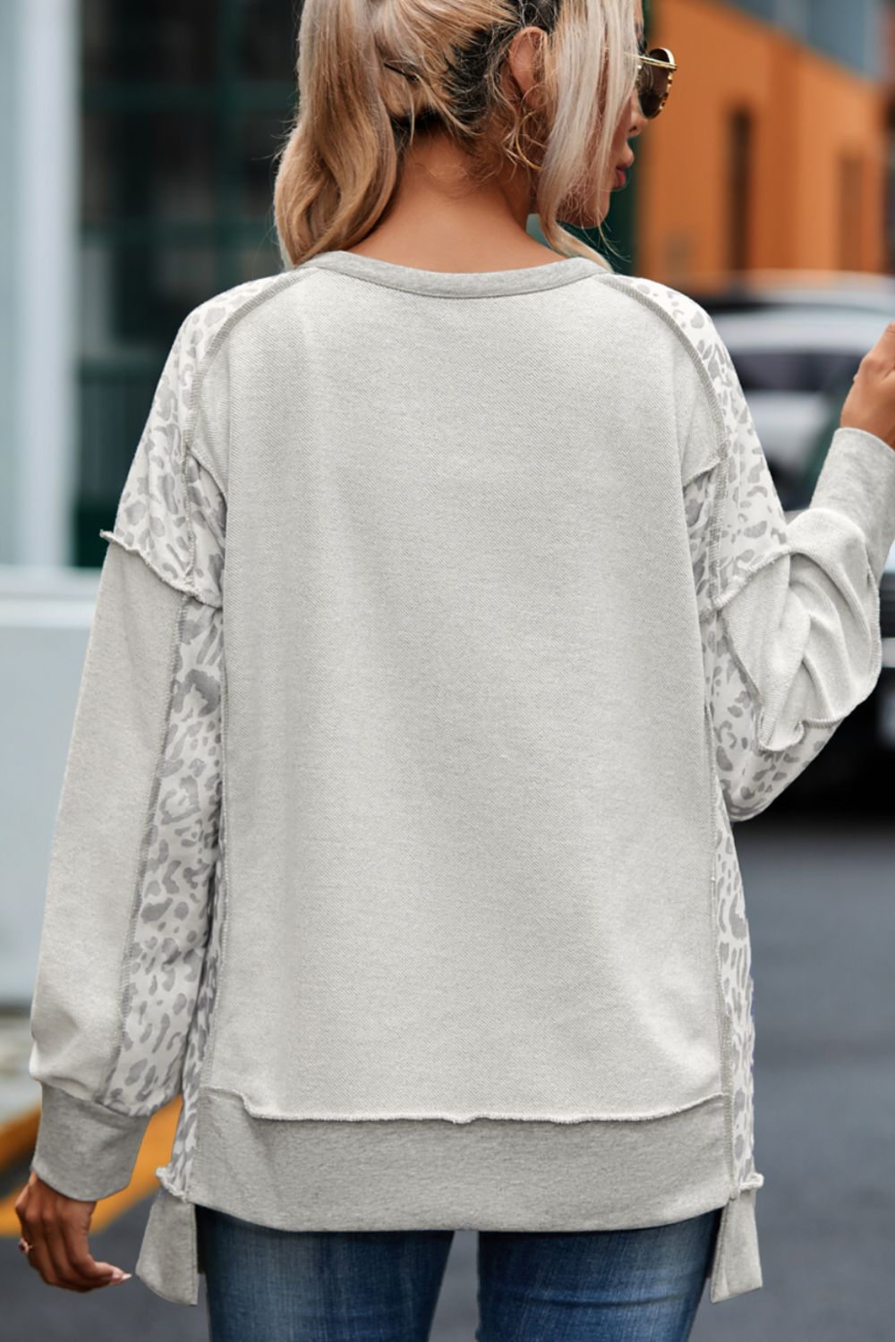 Exposed Seams Long Sleeve Sweatshirt