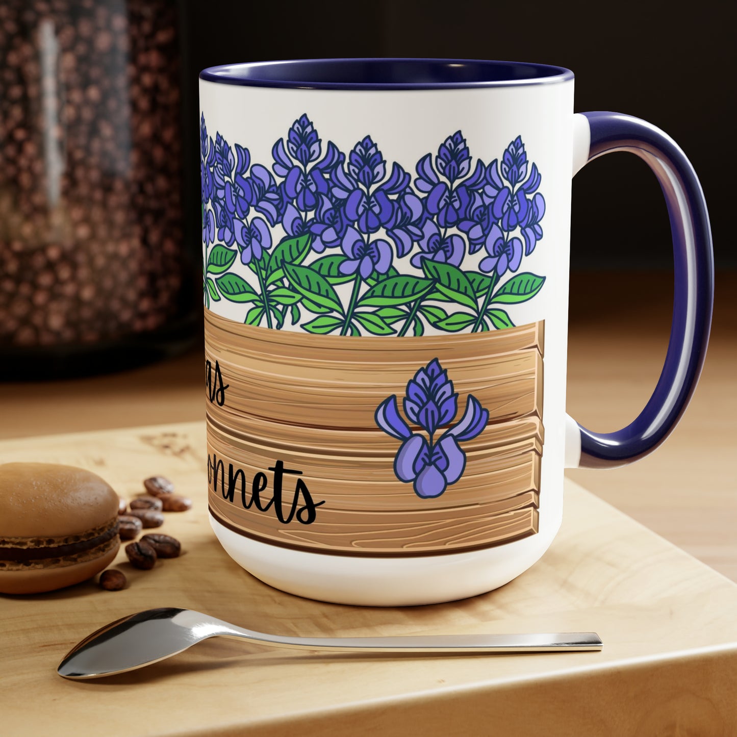 Texas Bluebonnets Two-Tone Coffee Mugs 15oz, Coffee Mug, Bluebonnets Coffee Mug, Texas Coffee Mug, Gifts Under 20, Gifts For Her, Bluebonnet