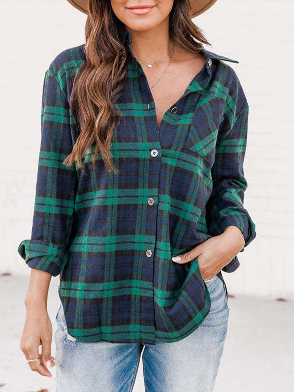 Plaid Button Down Long Sleeve Shirt