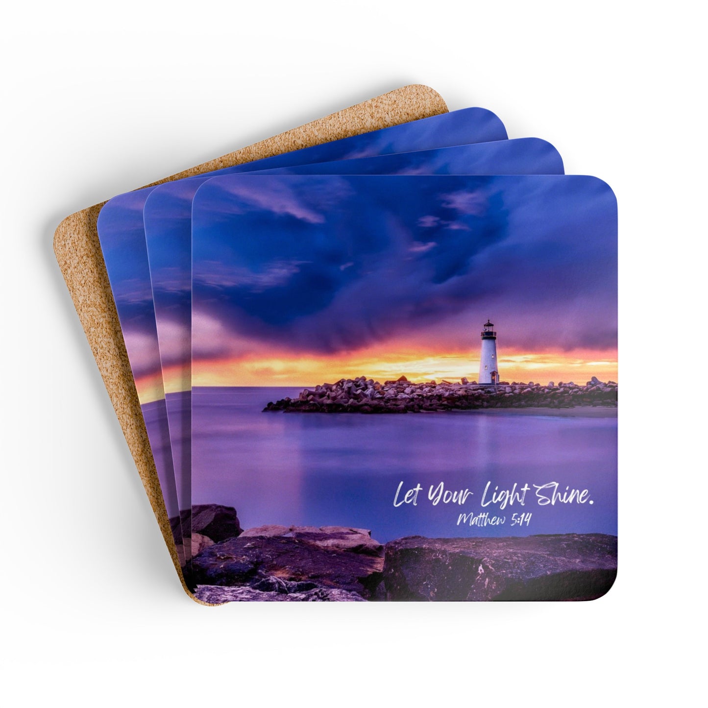 Let Your Light Shine Corkwood Coasters - Set of 4