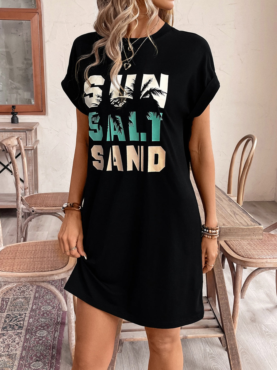 Sun Salt Sand:  Mini Tee Dress Short Sleeves