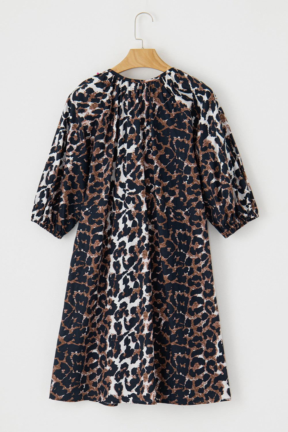 Leopard Print Cotton Sleeve Mini Dress