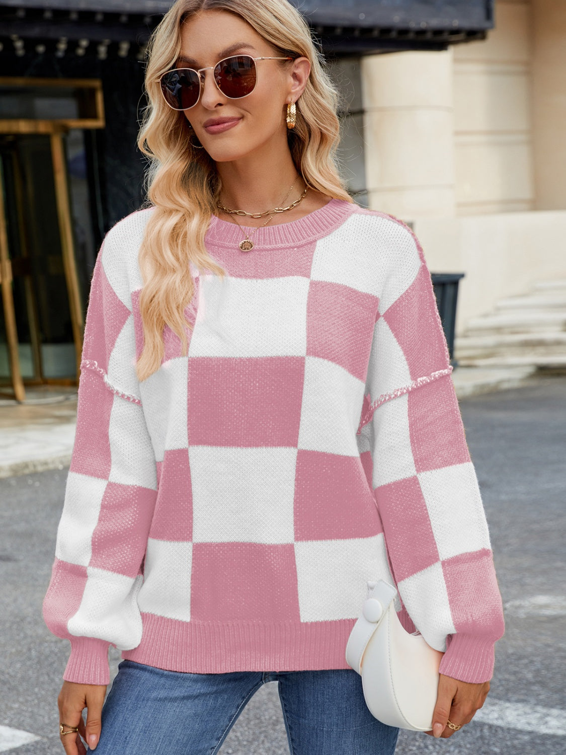 Checkered  Long Sleeve Sweater