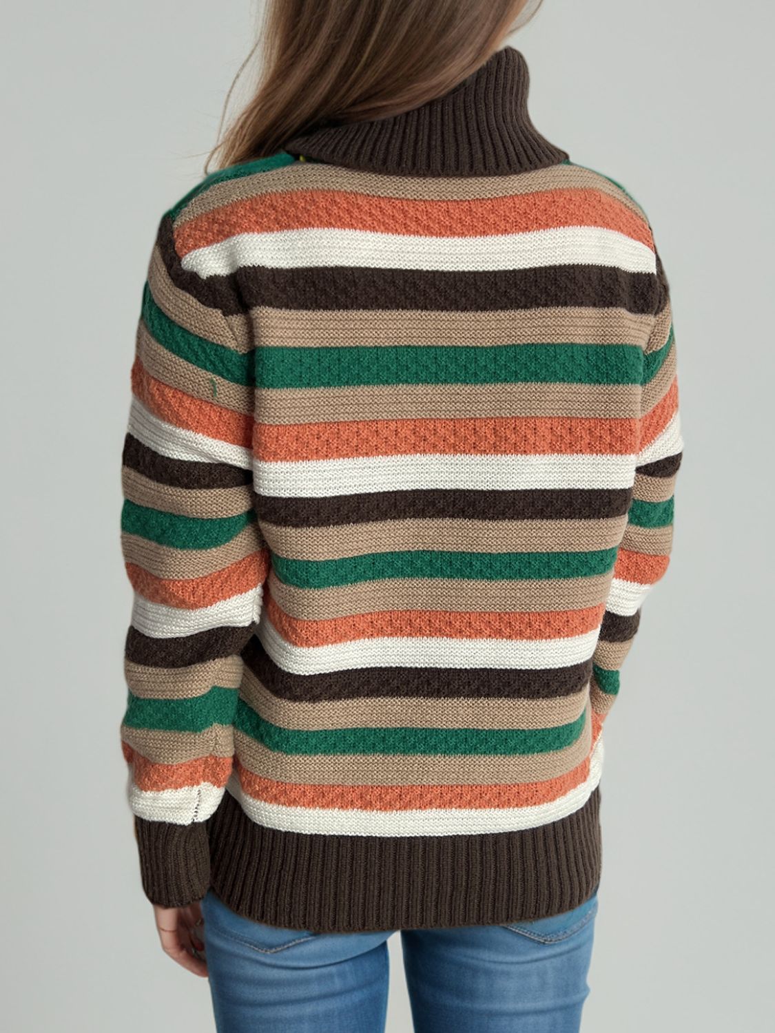 Cute Striped Turtleneck Long Sleeve Sweater