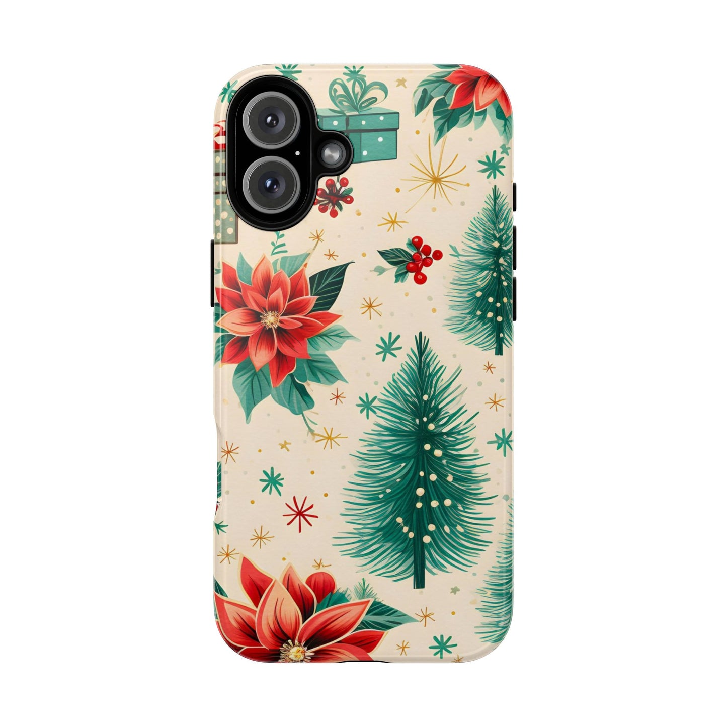 Christmas Trees and Poinsetta IPhone Case for IPhones 12 - 16