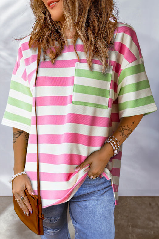 Colorful Stripes: Half Sleeve With Round Neck