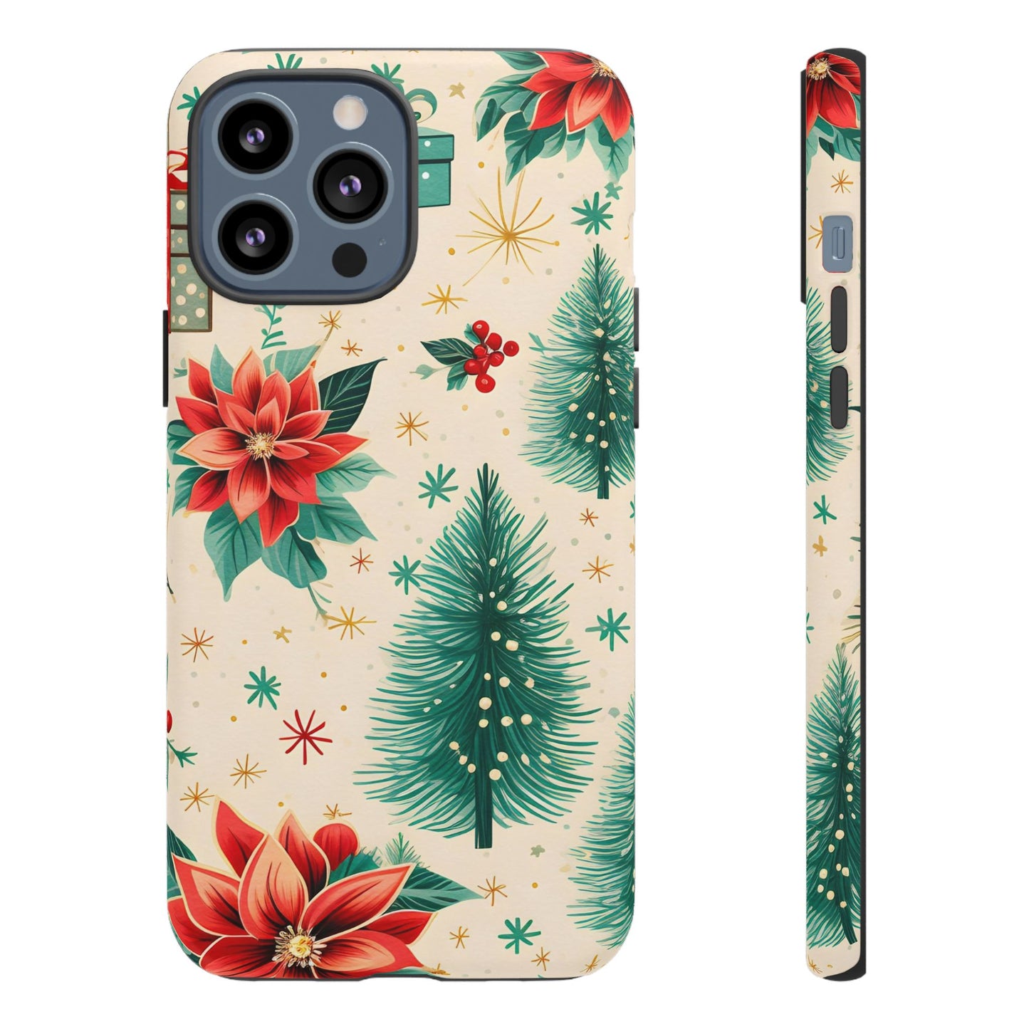 Christmas Trees and Poinsetta IPhone Case for IPhones 12 - 16