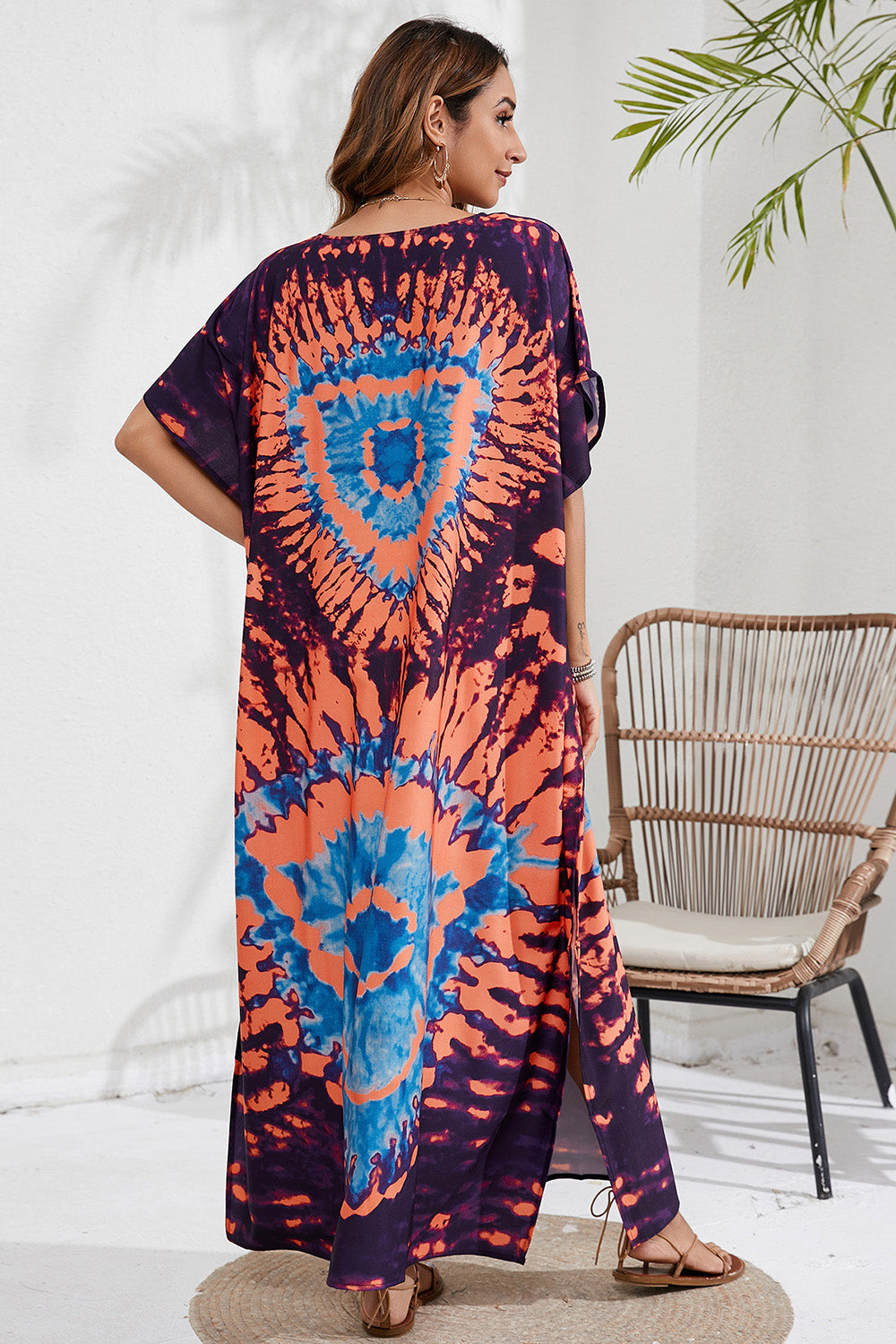 Painted Cover Up:  V-Neck Printed Cover Up With Bold Colors