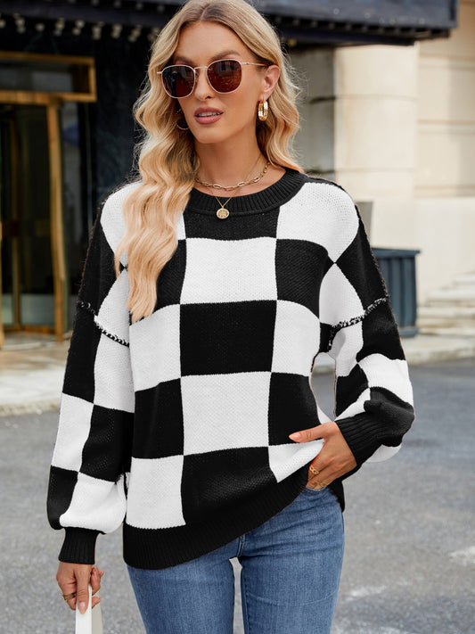 Checkered  Long Sleeve Sweater