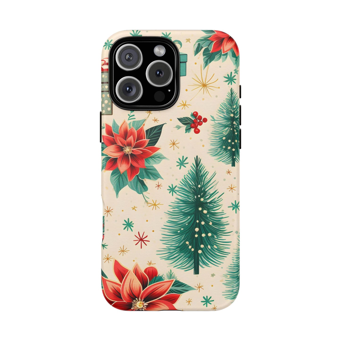 Christmas Trees and Poinsetta IPhone Case for IPhones 12 - 16