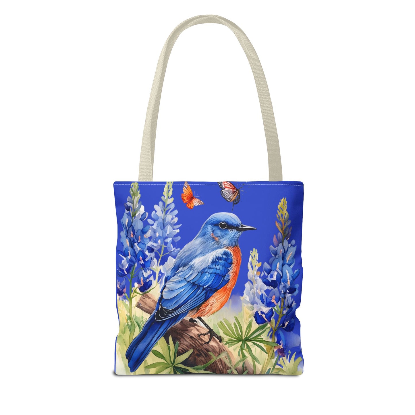 Beautiful Bluebird and Bluebonnet Background Tote Bag