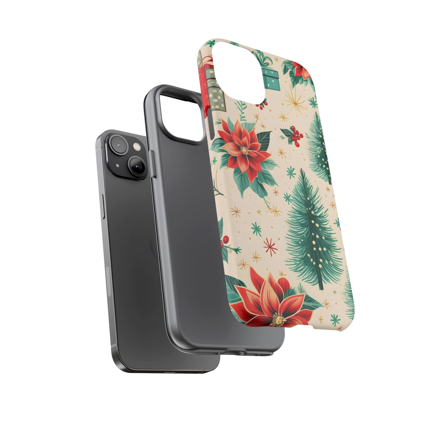 Christmas Trees and Poinsetta IPhone Case for IPhones 12 - 16