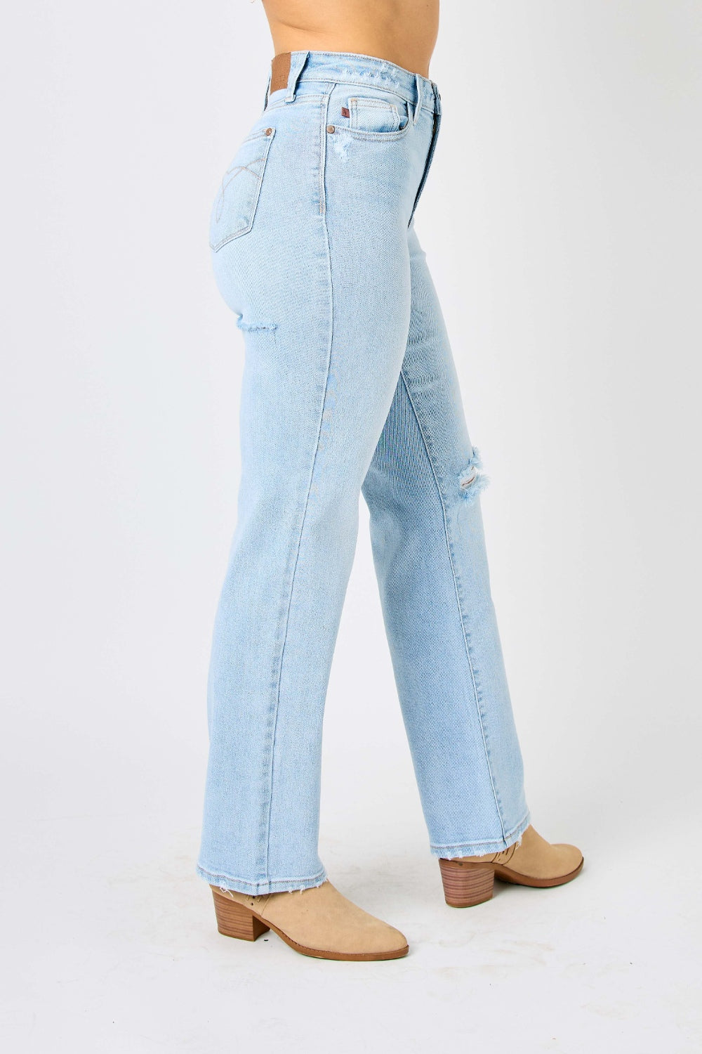 Judy Blue Distressed:  Full Size High Waist Straight Leg Jeans