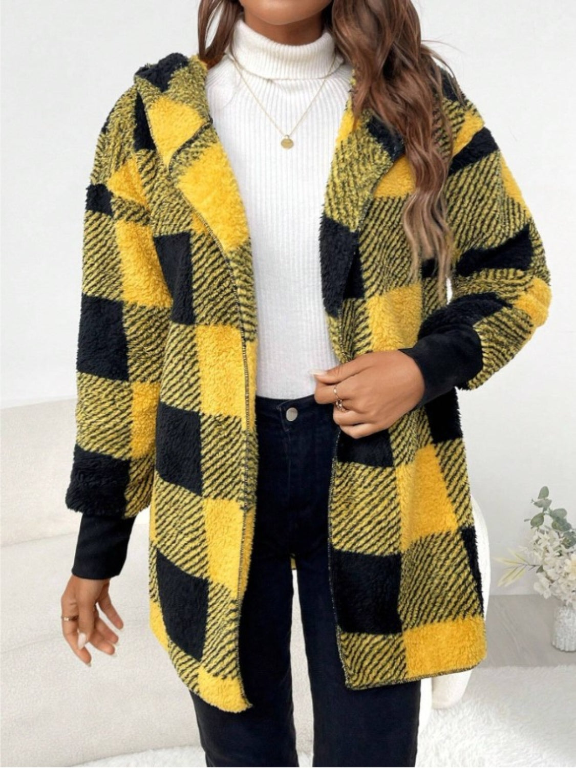 Plaid Hooded Light-Weight Coat