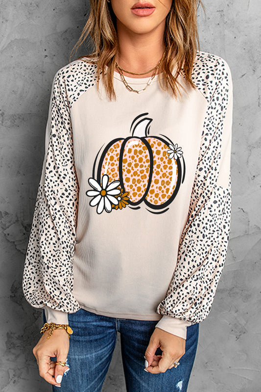 Pumpkin Long Sleeve Shirt With Daisy Flower