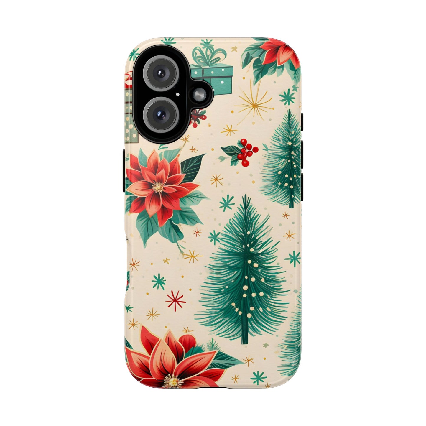 Christmas Trees and Poinsetta IPhone Case for IPhones 12 - 16