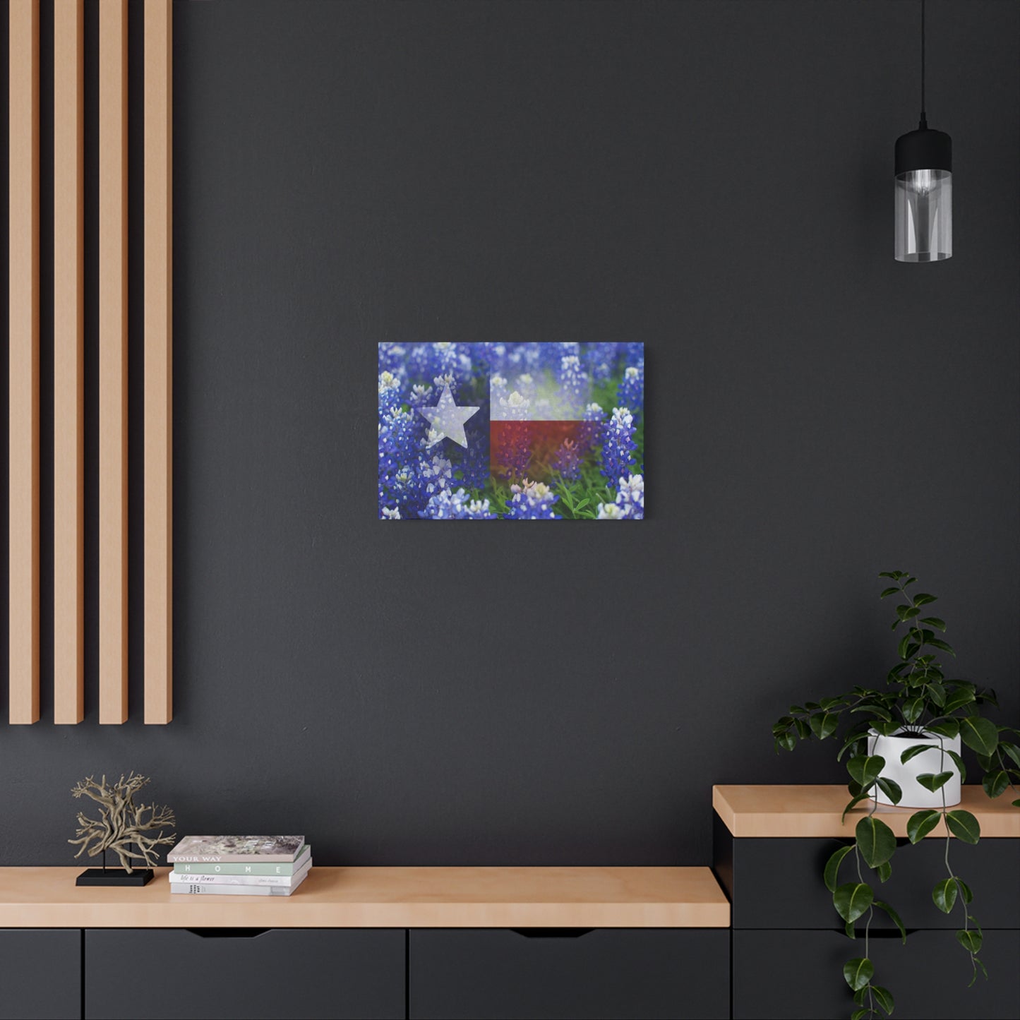 Bluebonnets with Faded Texas Flag Wall Art Matte Canvas Print