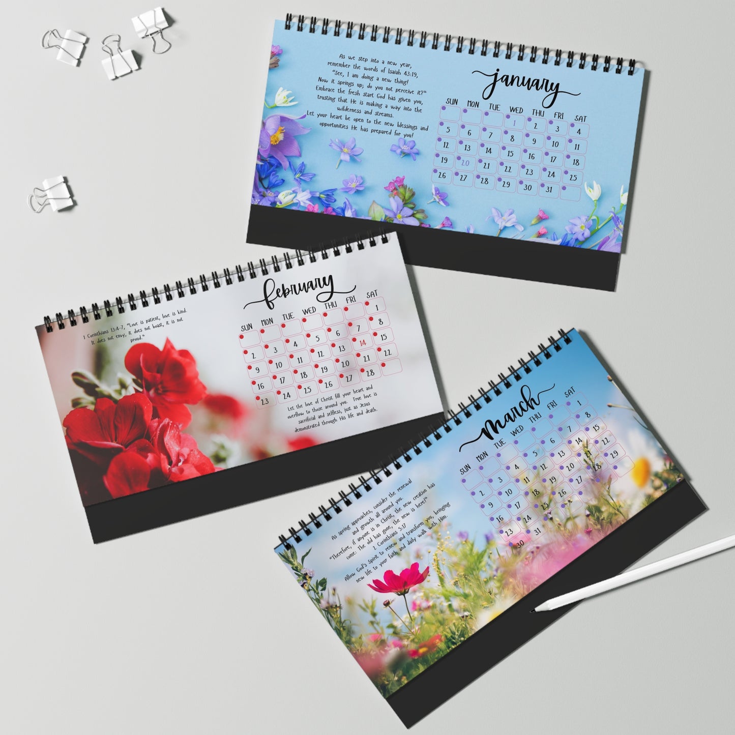 2025 Floral Desktop Calendar