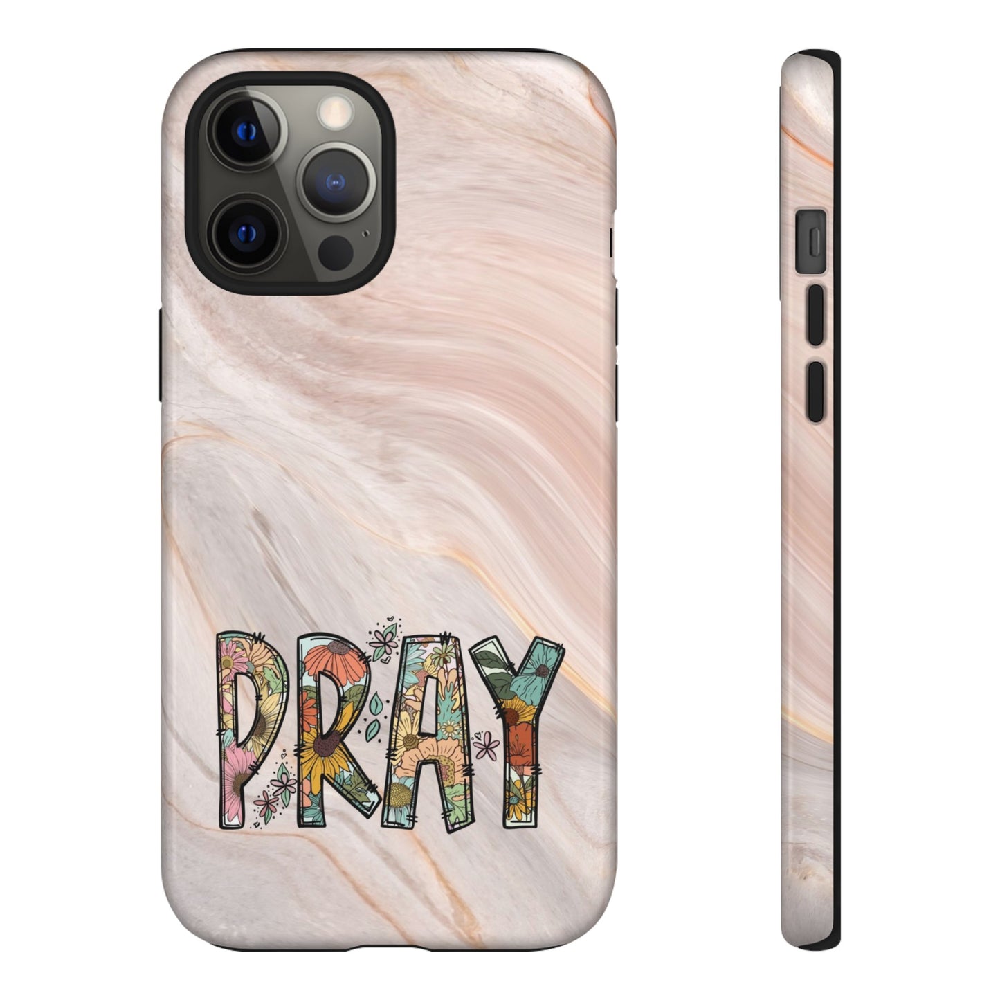 Lovely Marble iPhone Case with Floral PRAY