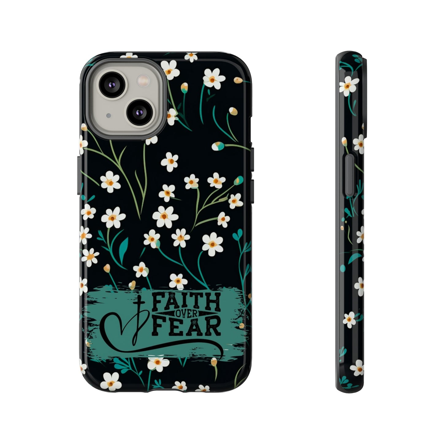 iPhone Case With Faith Over Fear and Cross With Heart
