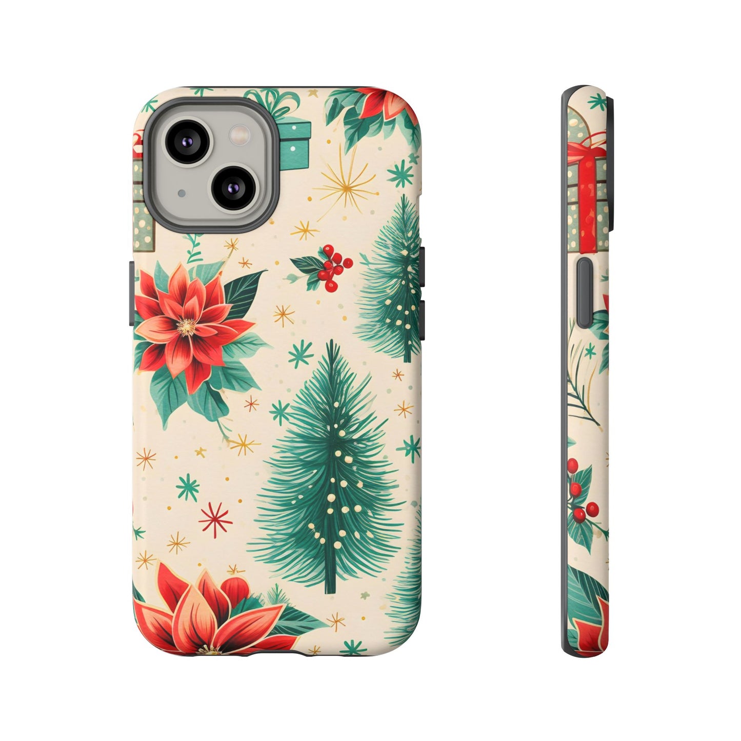 Christmas Trees and Poinsetta IPhone Case for IPhones 12 - 16