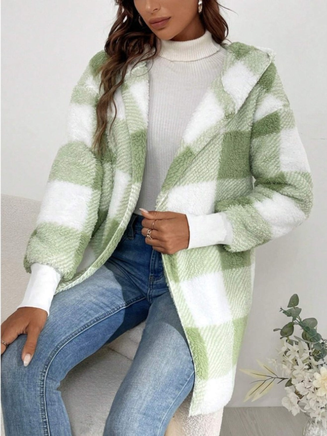 Plaid Hooded Light-Weight Coat