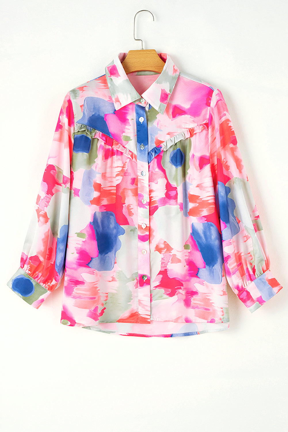 Pink Frill:  Collared Long Sleeve Shirt