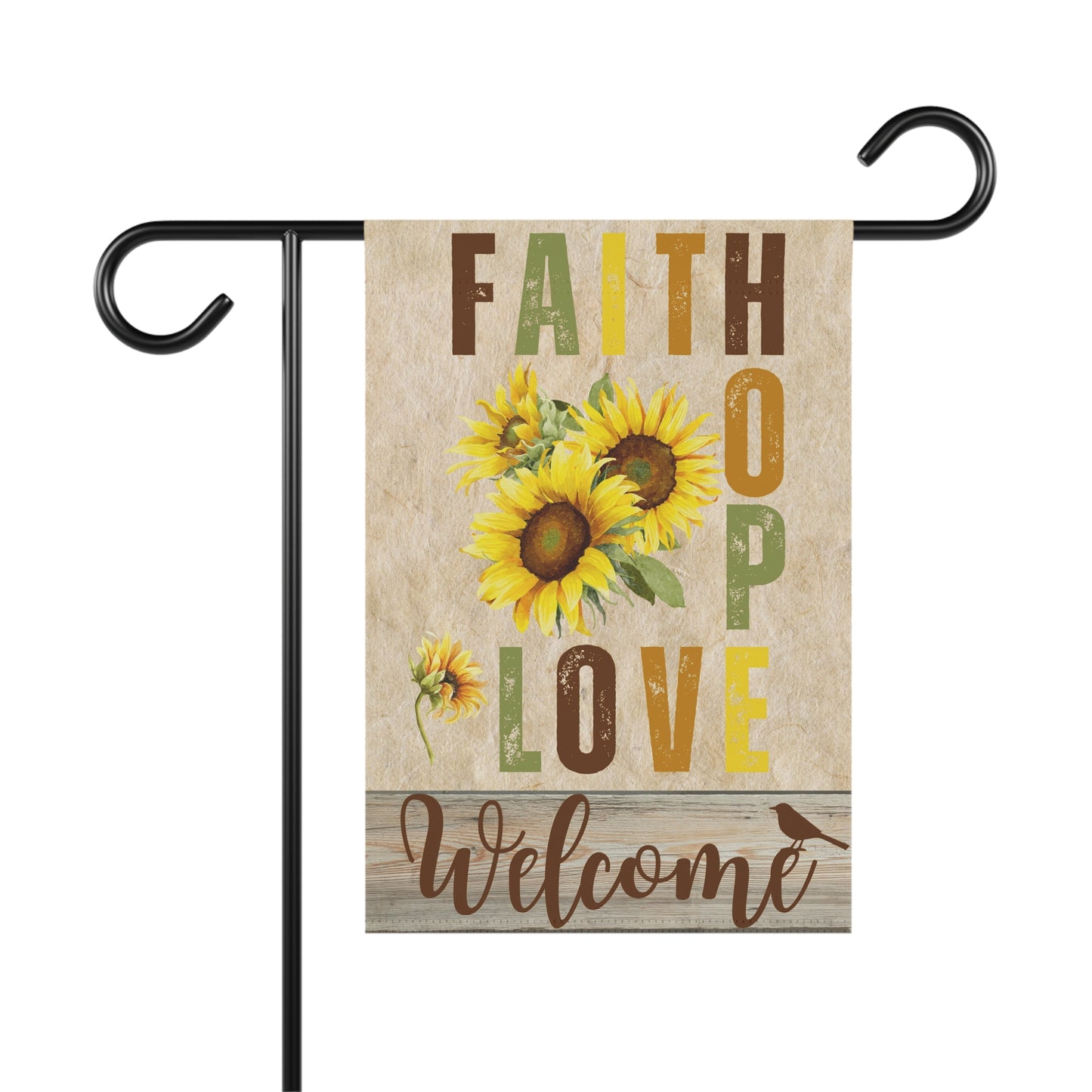 Faith Hope & Love Welcome Garden Flag