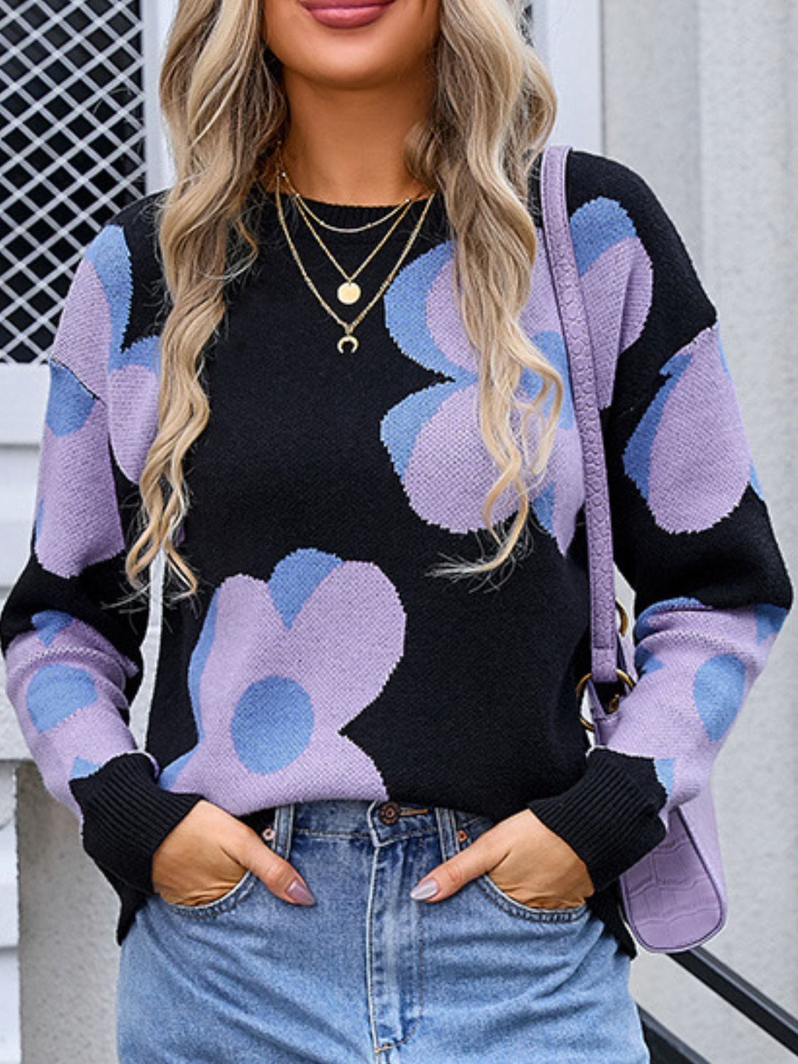 Big Blooms:  Long Sleeve Sweater