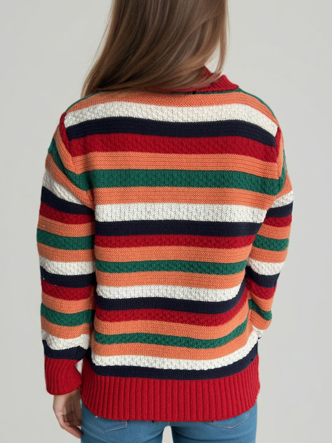 Cute Striped Turtleneck Long Sleeve Sweater