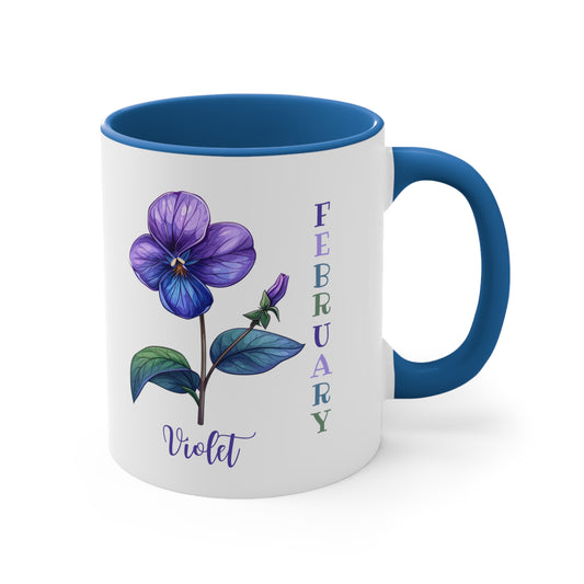 February Birth Flower Coffee Mug, 11oz, Birth Month, Born in February, Coffee Mug, Gifts For Her, Gifts For Mom, Friend Gift, Violet mug