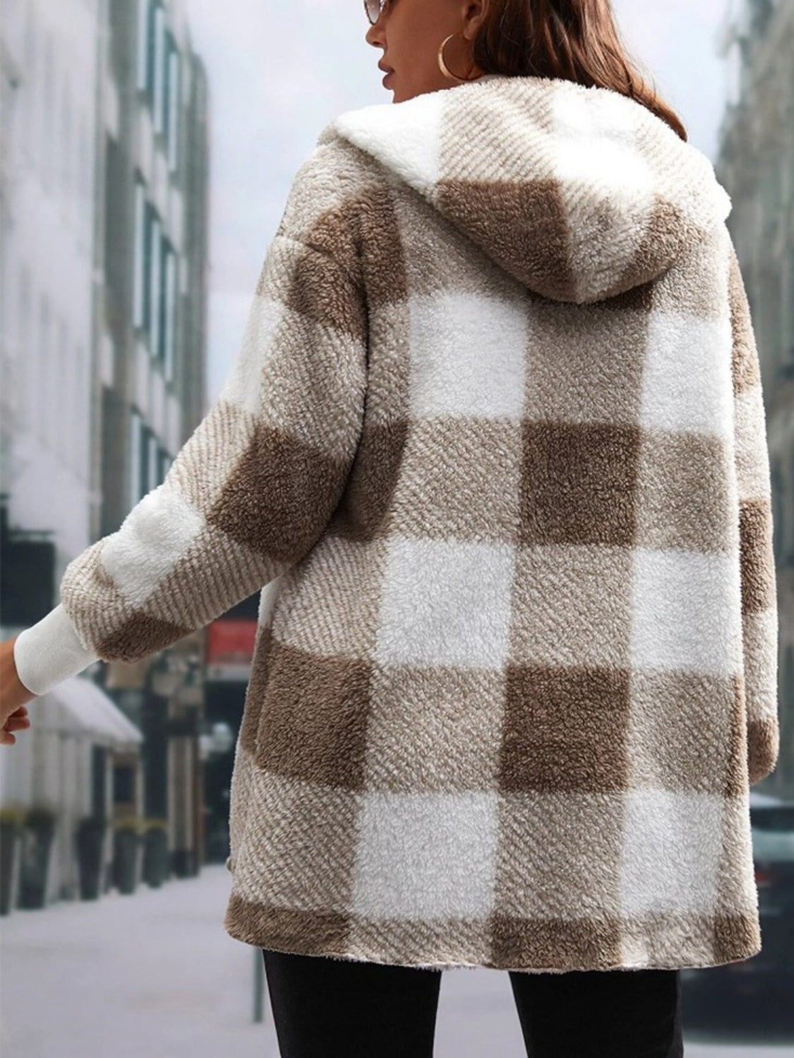 Plaid Hooded Light-Weight Coat