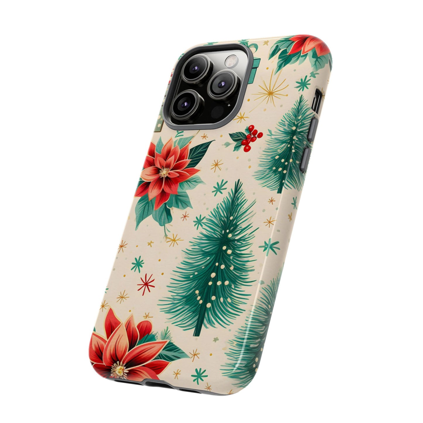 Christmas Trees and Poinsetta IPhone Case for IPhones 12 - 16