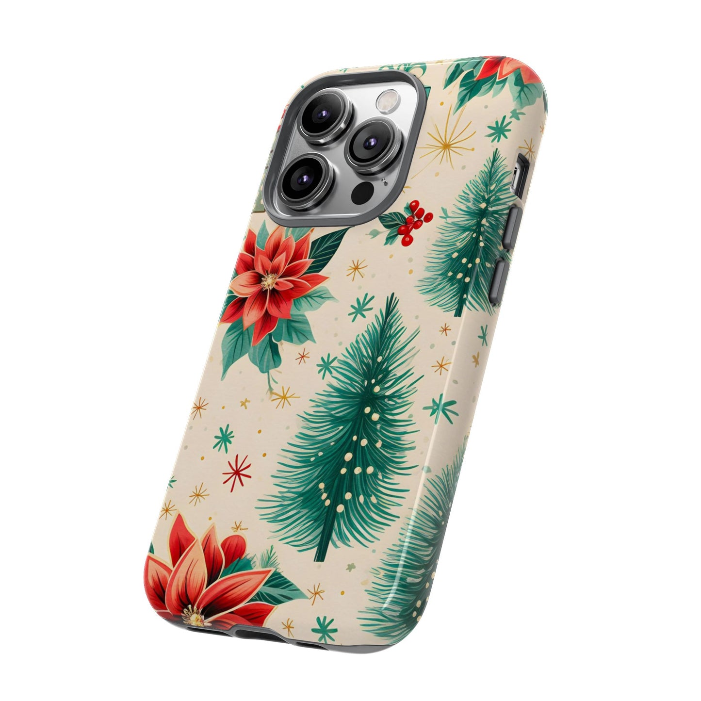 Christmas Trees and Poinsetta IPhone Case for IPhones 12 - 16