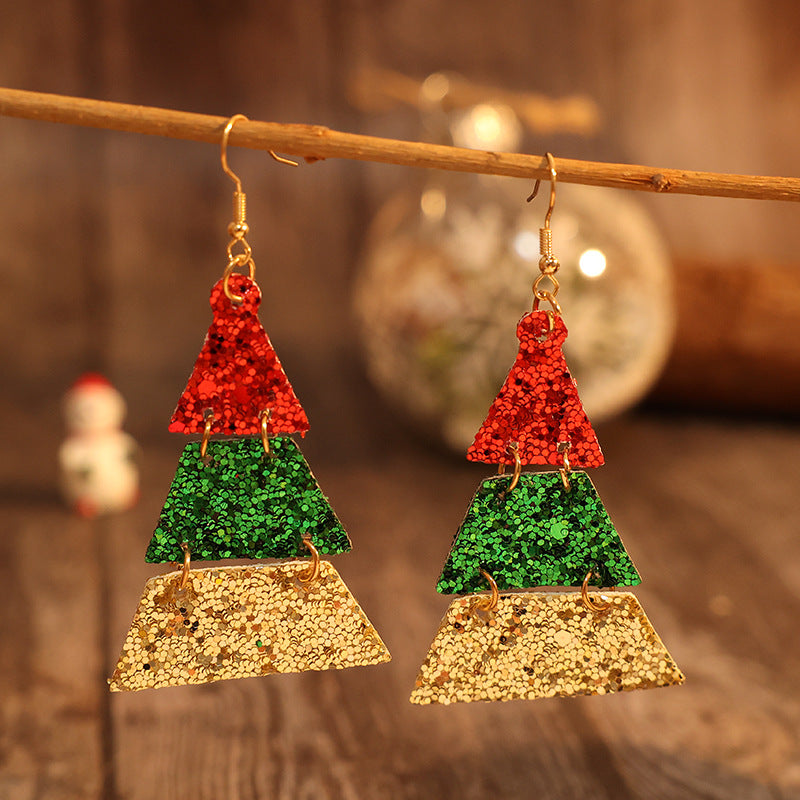 Christmas Tree Sequin Earrings