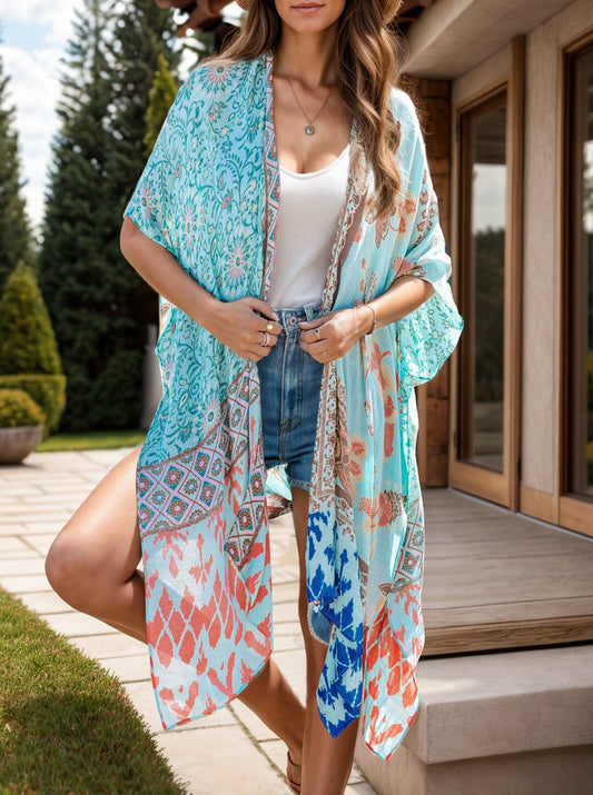 Classy Cover-Up:  Open Front Cover-Up With Printed Designs