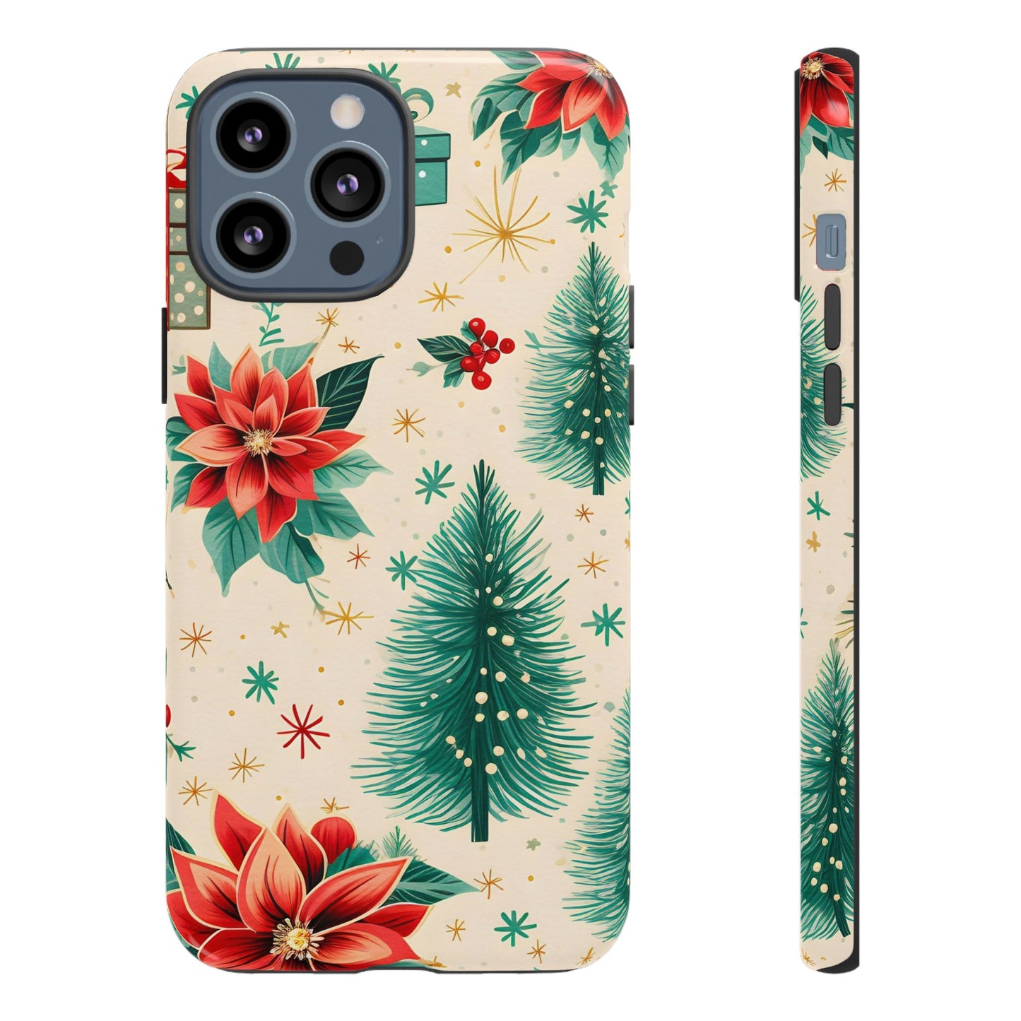 Christmas Trees and Poinsetta IPhone Case for IPhones 12 - 16