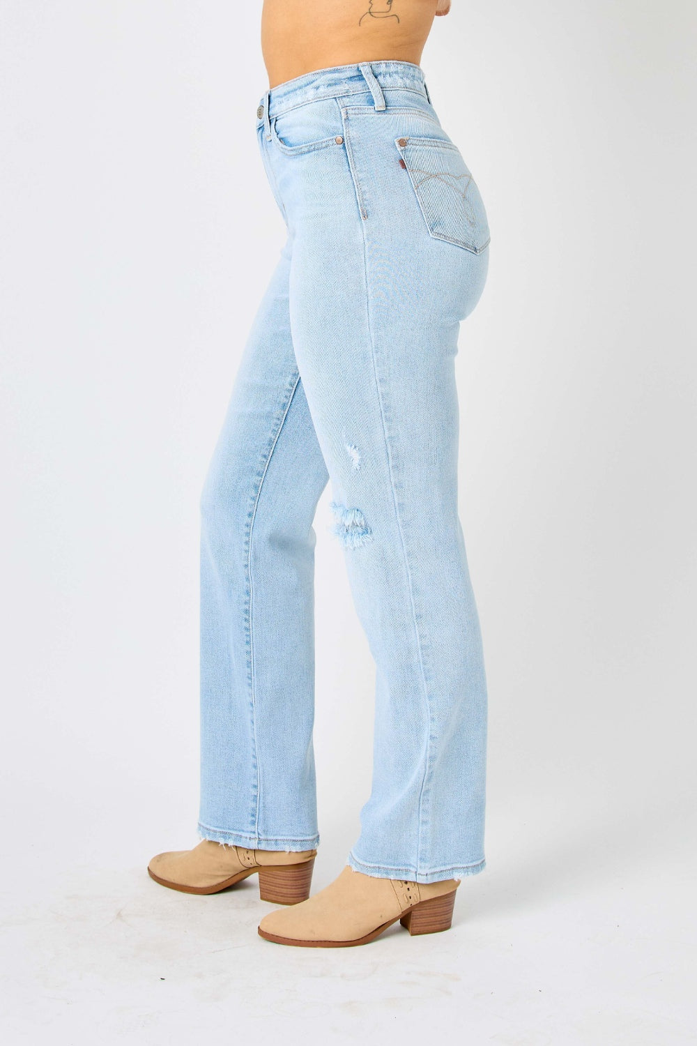 Judy Blue Distressed:  Full Size High Waist Straight Leg Jeans