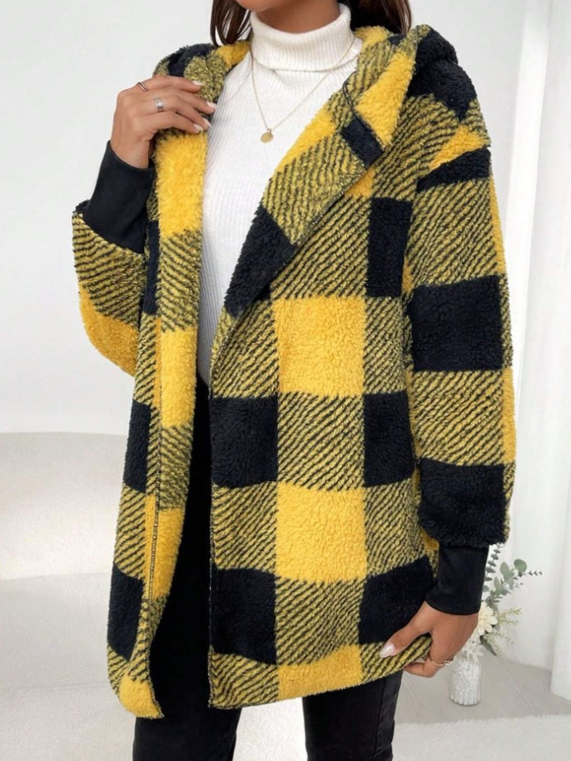 Plaid Hooded Light-Weight Coat