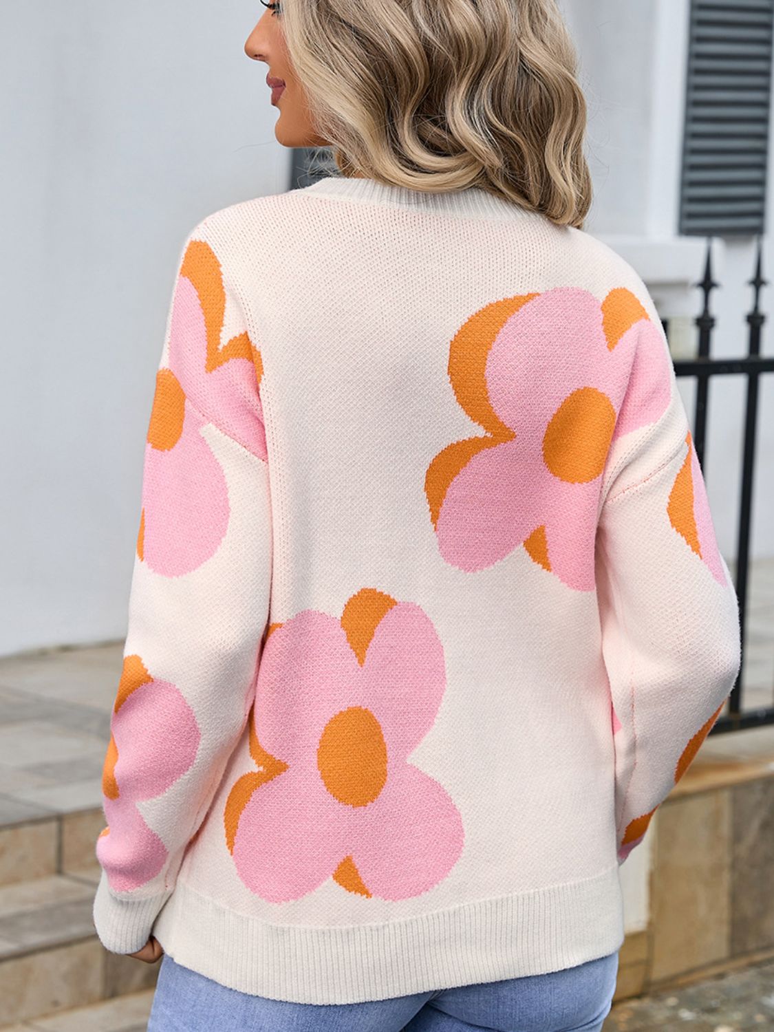 Big Blooms:  Long Sleeve Sweater