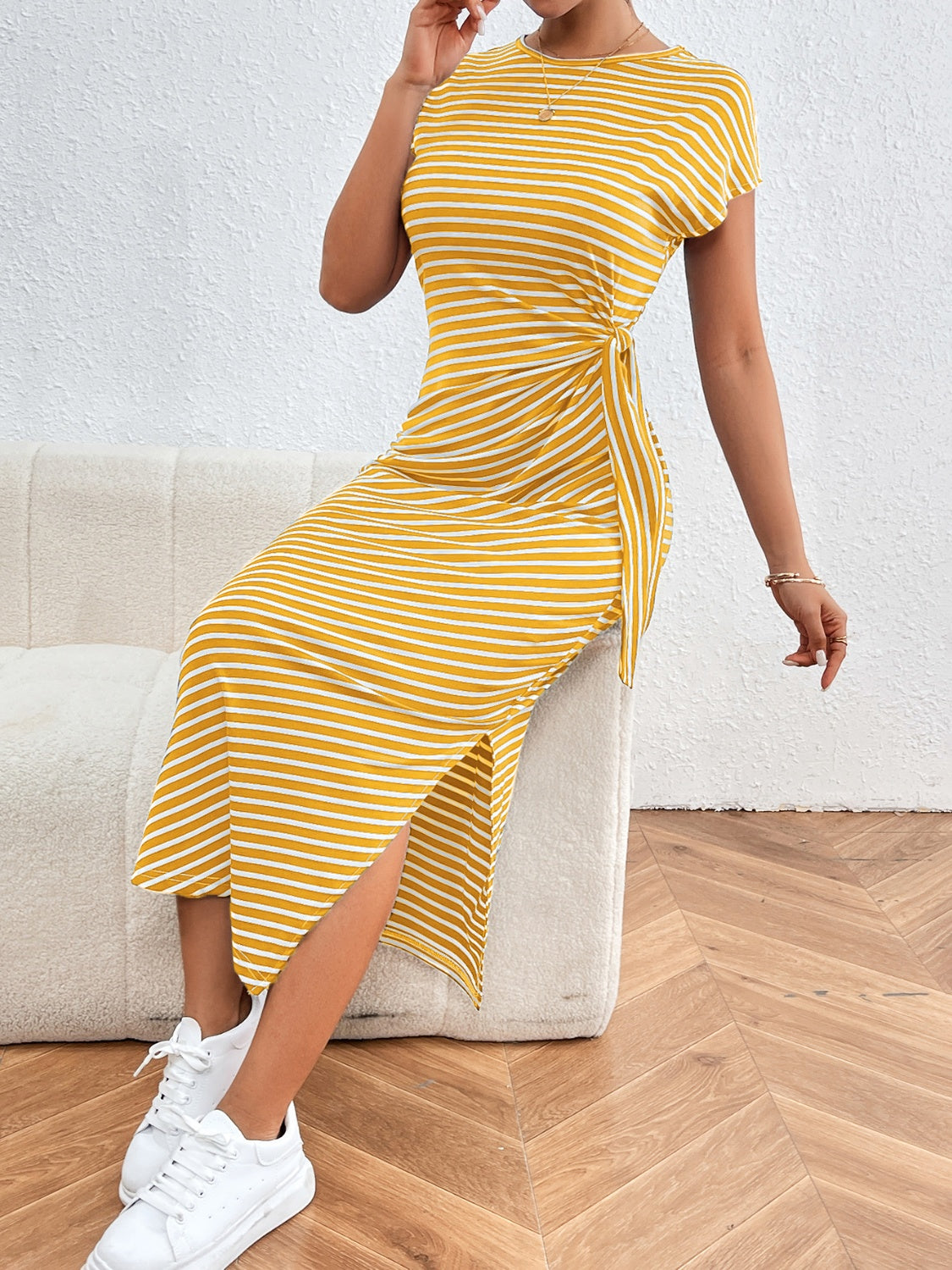 Surely Stripes: Round Neck Short Sleeve Tee Dress