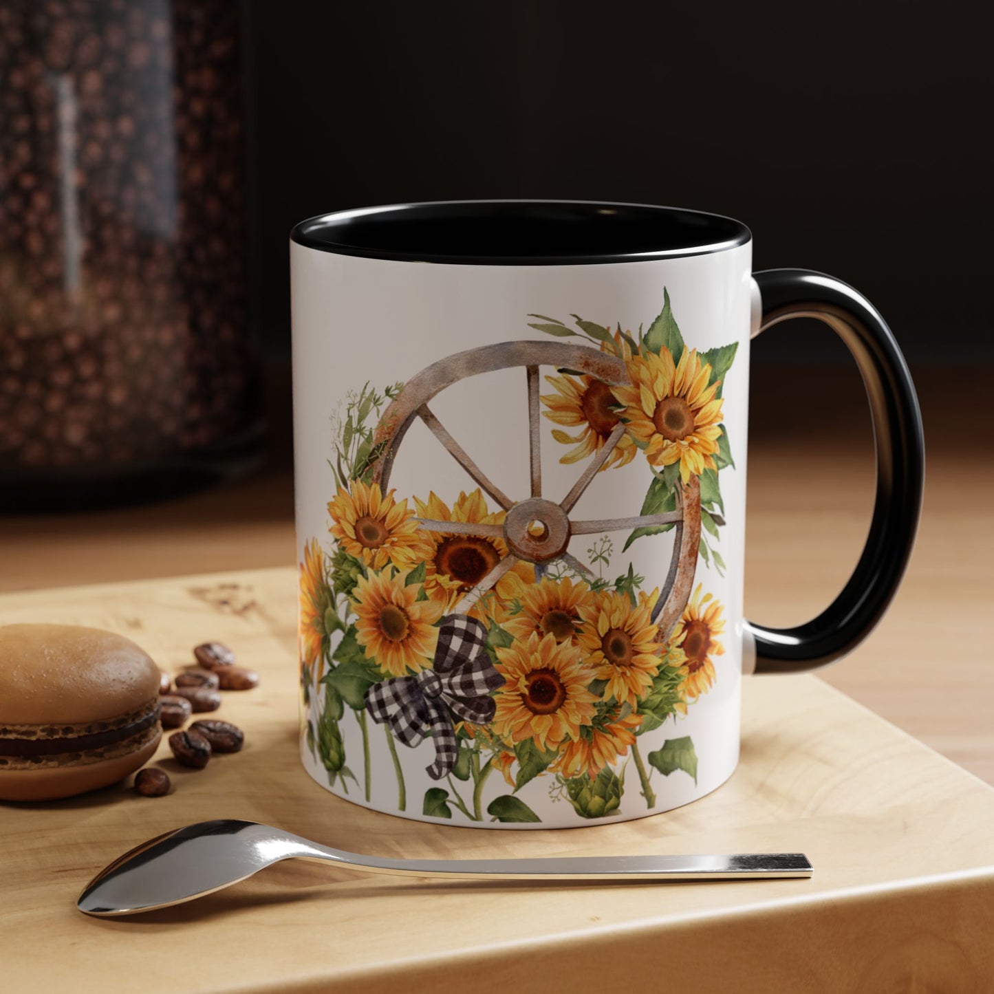 Custom Sunflower Accent Coffee Mug (11, 15oz)