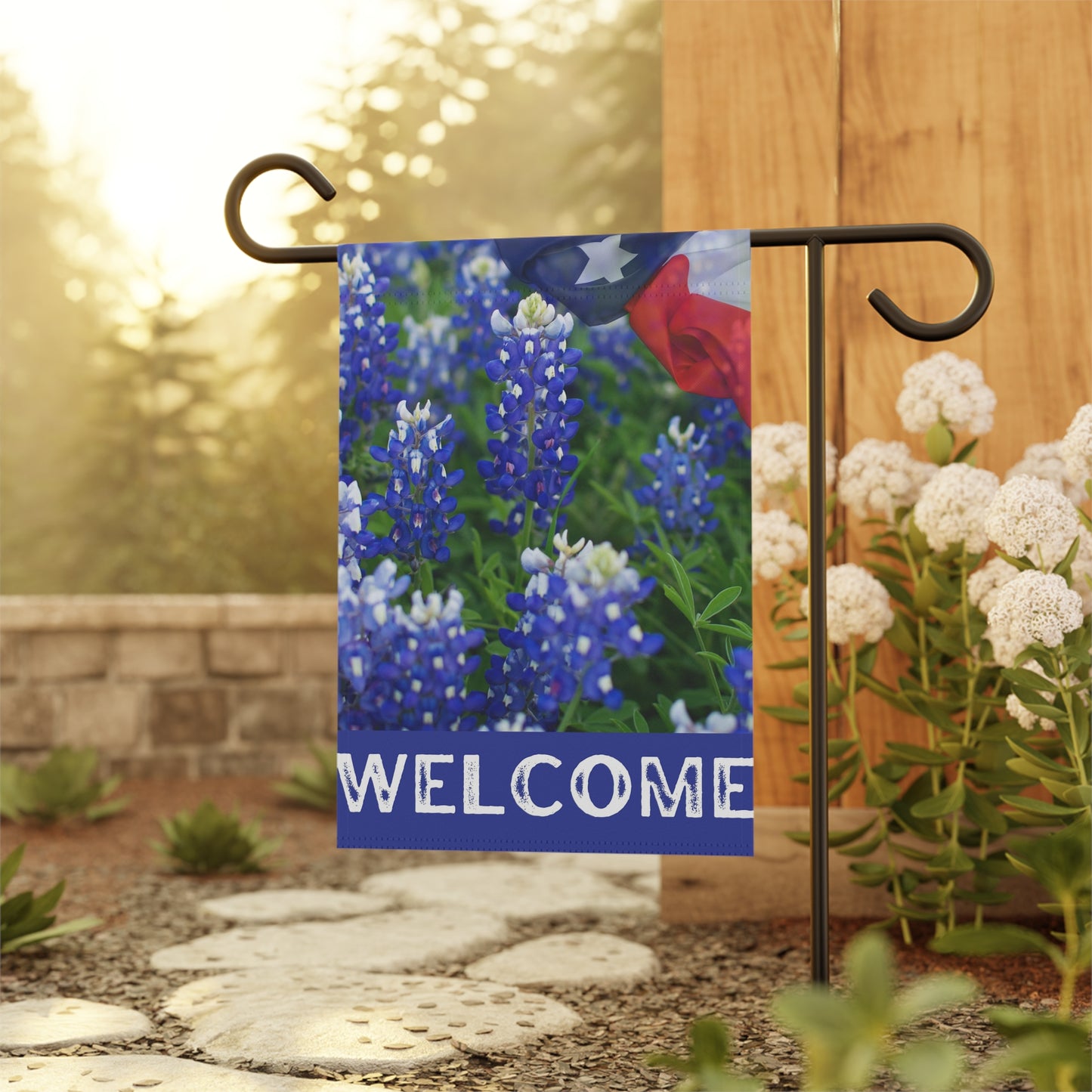 Welcome Garden Flag With Texas Flag and Bluebonnets