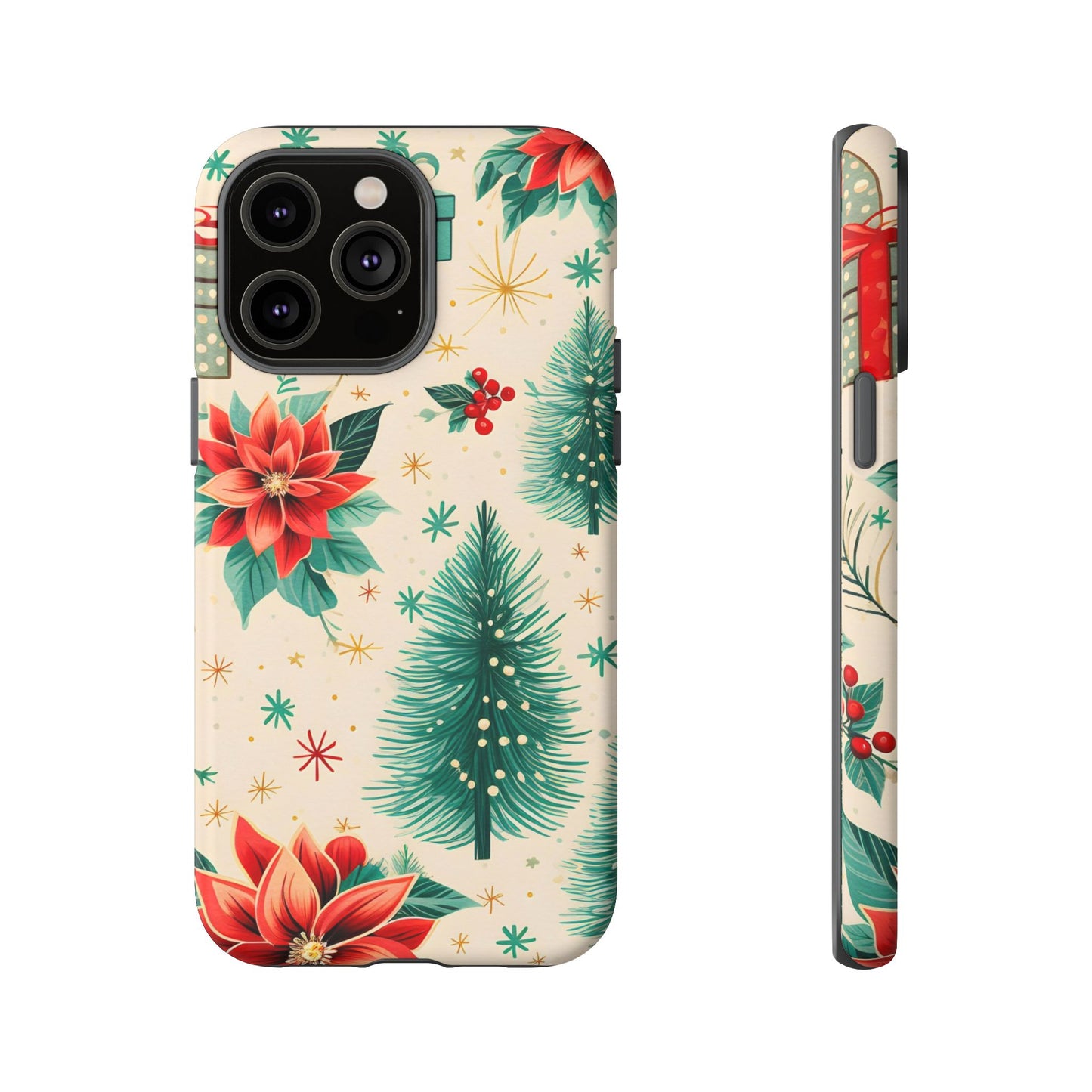 Christmas Trees and Poinsetta IPhone Case for IPhones 12 - 16