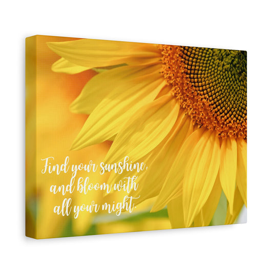 Large Bright Sunflower with Inspirational Message Matte Canvas Wall Art