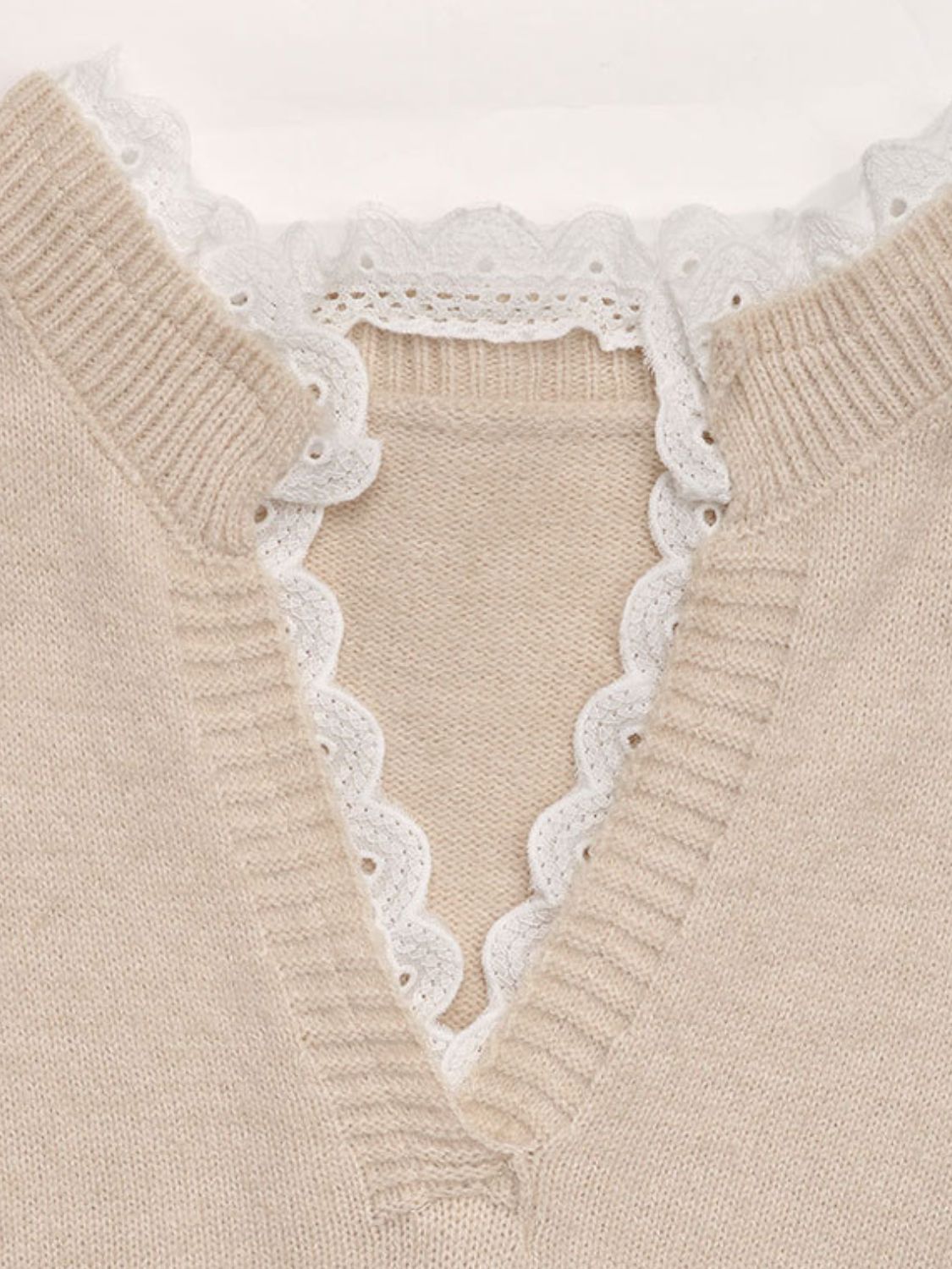 Hearts Sweater with Lace Collar