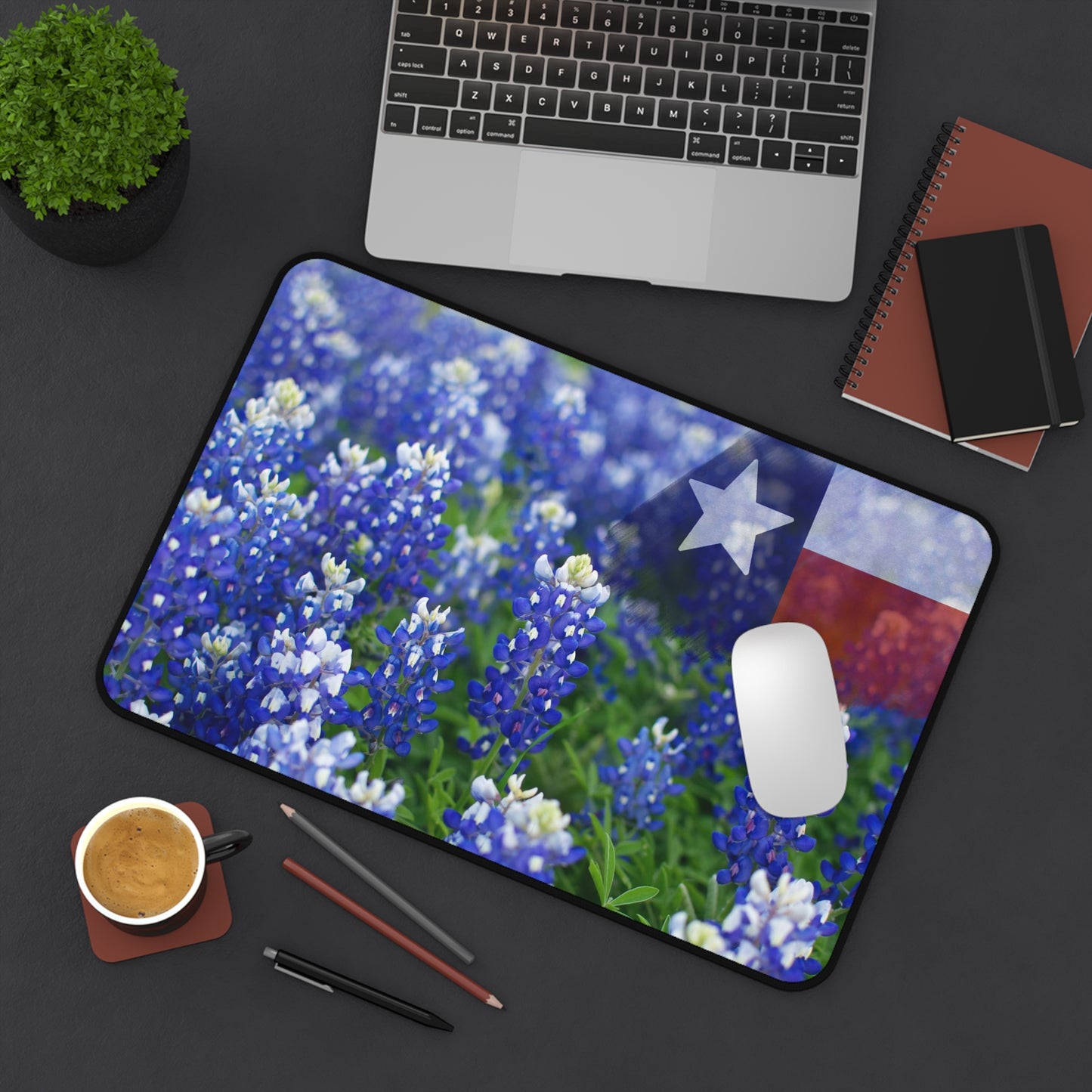 Beautiful Texas Flag and Bluebonnets Mouse Pad