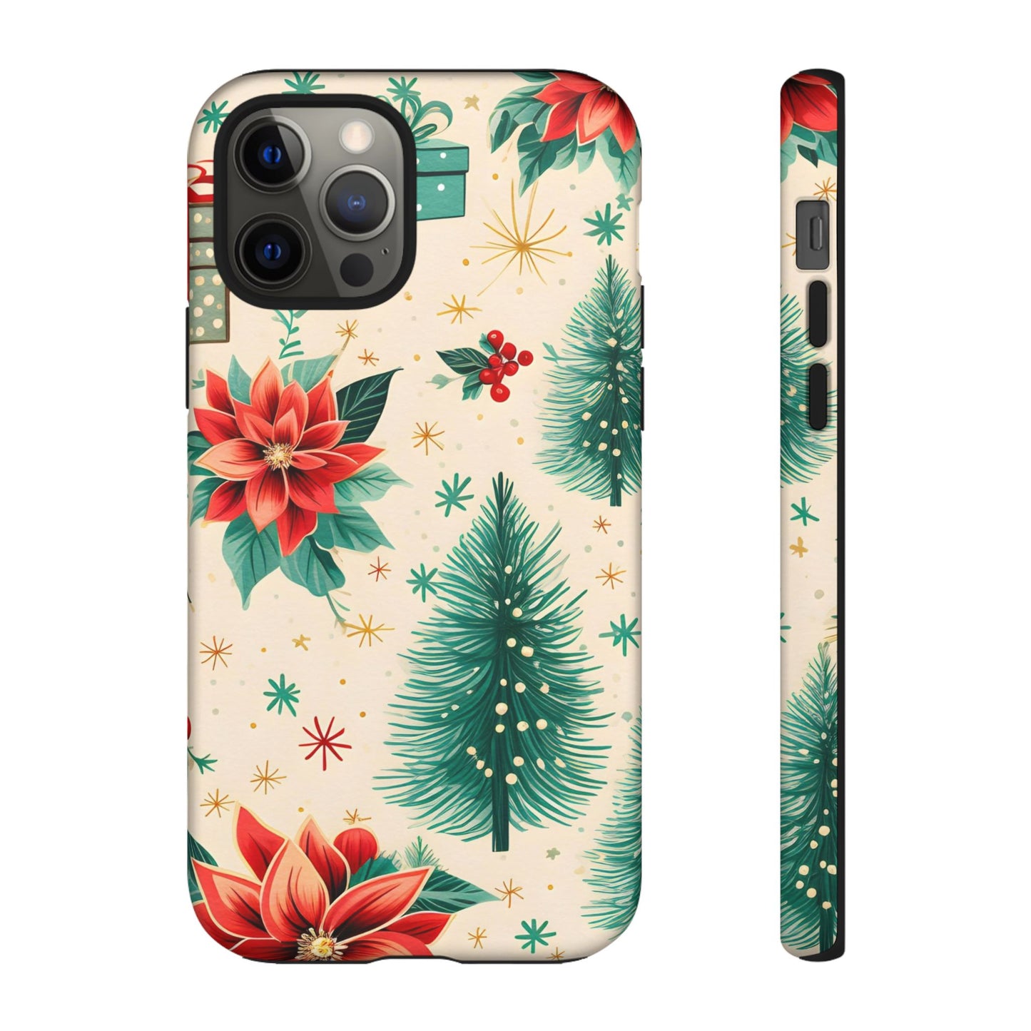 Christmas Trees and Poinsetta IPhone Case for IPhones 12 - 16