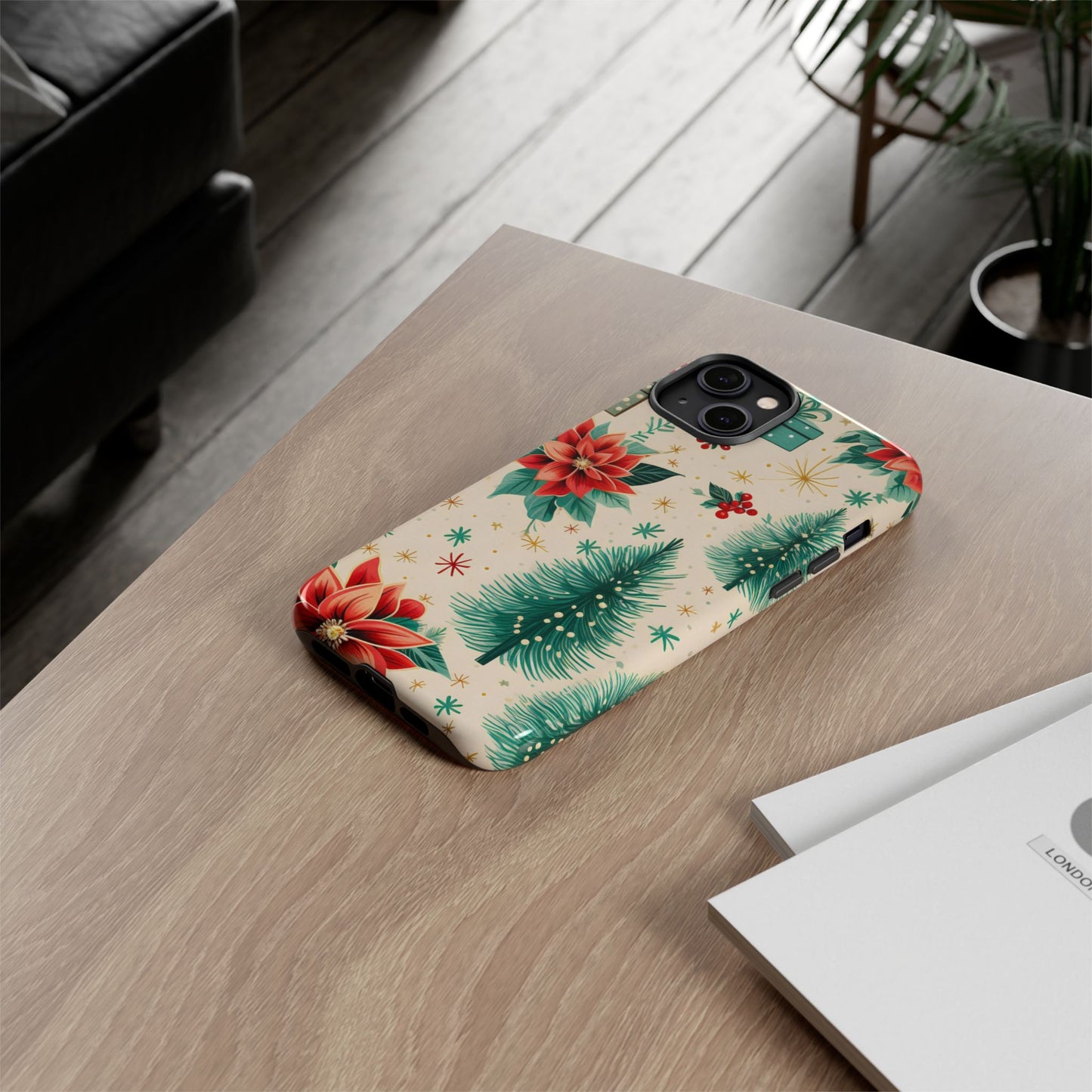 Christmas Trees and Poinsetta IPhone Case for IPhones 12 - 16